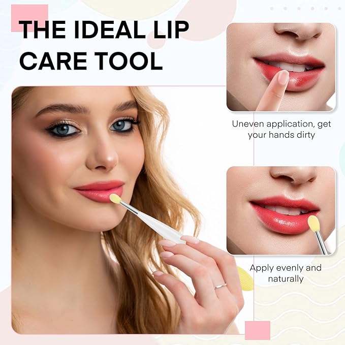 Unaone Lip Scrub Brush - 3 PCS Dual-ended Lip Scrubber Exfoliator and Silicone Lip Brush, 3-in-1 Silicone Lip Scrub Tool Lip Mask Applicator, Gentle Exfoliator & Applicator for Soft-BrightBean Baby