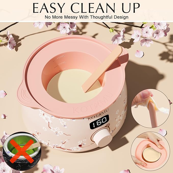 KOTAMU Waxing Kit for Women & Men, Professional Wax Warmer for Hair Removal with Silicone Pot, Wax Kit for Coarse Thick Fine Fuzzy Hair & Sensitive Skin, Waxing Warmer for Home Salon Use-BrightBean Baby