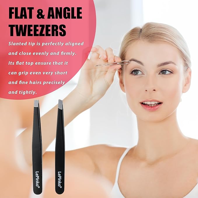 Eyebrow Trimmer Kit, 7 in 1 Eyebrow Scissors, Tweezer, Razor, Gromming Scissors Brush for Women Men, Gifts for Stocking Stuffers - Black-BrightBean Baby