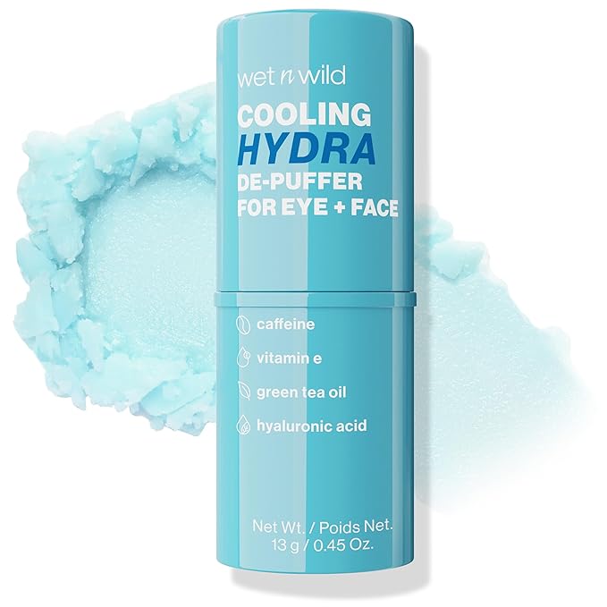 wet n wild Cooling Hydra De-Puffer, Soothing Face Makeup Primer Stick with Vitamin E & Caffeine, Instant Skin Refreshments for All Skin Types and Complexions, Vegan & Cruelty-Free-BrightBean Baby
