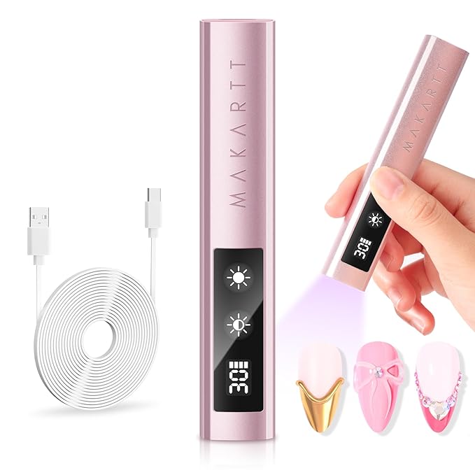 Makartt Handheld UV Nail Lamp with Painless Mode: Portable Flash Cure Lamp for Fast Curing Gel Polish Nails Tips & Glue Rechargeable USB Nail Art Light with LCD 3 Timer for Home Salon Use-BrightBean Baby