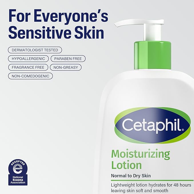 Cetaphil Face & Body Moisturizer, Hydrating Moisturizing Lotion for All Skin Types, Suitable for Sensitive Skin, NEW 20 oz, Fragrance Free, Hypoallergenic, Non-Comedogenic-BrightBean Baby