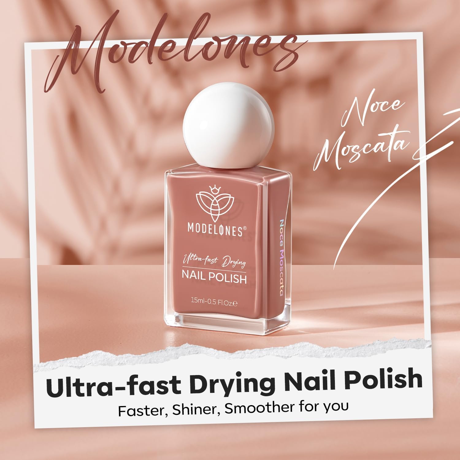 modelones Brown Nail Polish, Neutral Dark Nude 15 ml Quick Dry Nail Lacquer Strengthener Chip Resistant Long Last Shine Fingernail Toe Nail Art DIY Home Travel Manicure Gift for Women Girls 0.5 Fl Oz-BrightBean Baby