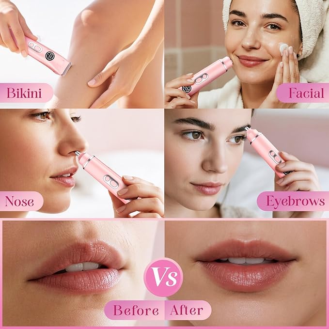 Bikini Trimmer for Women|Hair Removal Shaver - Painless Electric Razor, Cordless Body Shaver for Travel, Replaceable Lady Facial Razor|Trim Nasal/Eyebrows, IPX7 Waterproof&Easy Cleaning, Ceramic Blade-BrightBean Baby