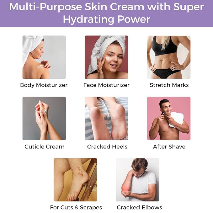 RaGaNaturals Natural Face and Body Butter Cream for Dry Skin - Calming, Nourishing & Hydrating Lavender Body Cream for Women, Men & Kids - Softens Skin and Delivers Healthy-Looking Glow - Vegan - 8 Oz-BrightBean Baby