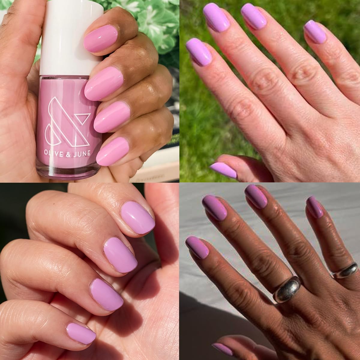 Olive & June Long Lasting Nail Polish | Gel-Like Finish No Lamp Needed | Lasts up to 10 days | Salon-Quality Color at Home | 15-Free, Vegan & Cruelty-Free Chip-Resistant Shine | Fierce & Loving Lilac-BrightBean Baby