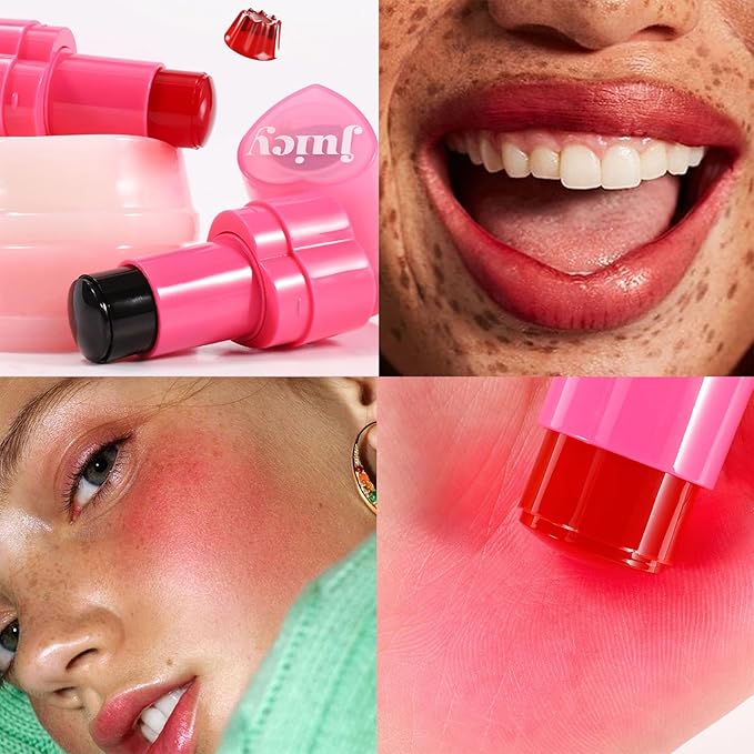 Water Jelly Tint Blush, 3-In-1 Multi-Use Blush Cream Blush Stick for Eyes, Cheeks & Lips, Hydrating & Bouncy Jelly Texture, Blends Perfect for Skin Portable Multipurpose Long Lasting Waterproof(05, s)-BrightBean Baby