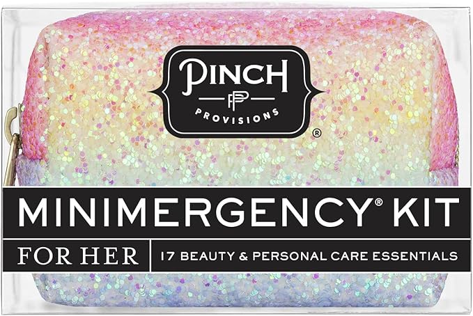 Pinch Provisions Rainbow Minimergency Kit, includes 17 Travel-Sized Cosmetic Essentials, Convenient for Purses, Emergency Beauty Accessories, Gifts for Holiday’s & Birthday’s-BrightBean Baby