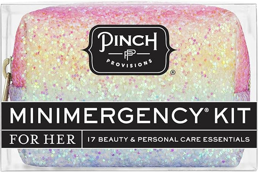 Pinch Provisions Rainbow Minimergency Kit, includes 17 Travel-Sized Cosmetic Essentials, Convenient for Purses, Emergency Beauty Accessories, Gifts for Holiday’s & Birthday’s-BrightBean Baby