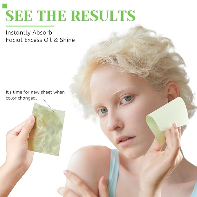 Oil Blotting Sheets for Face - Green Tea,26% Larger,3pk/300 Natural Blotting Paper for Oily Skin,Makeup Friendly Oil Absorbing Sheets,Easy To Grab One-BrightBean Baby