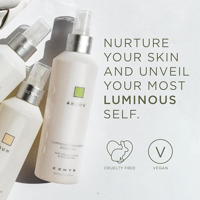 Zents Luminous Cashmere Body Oil (Oolong Fragrance) | Moisturizing Body Oil with Vitamin E & Organic Coconut Oil | Softens & Smooths Skin | 8 fl oz-BrightBean Baby