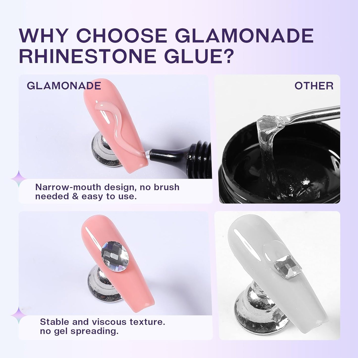 Nail Rhinestone Solid Glue: 30g Super Strong Gel for Nail Gems Charms No Wipe Clear Gel for 3D Nail Art DIY Nail Designs Nail Tech Must Supplies-BrightBean Baby