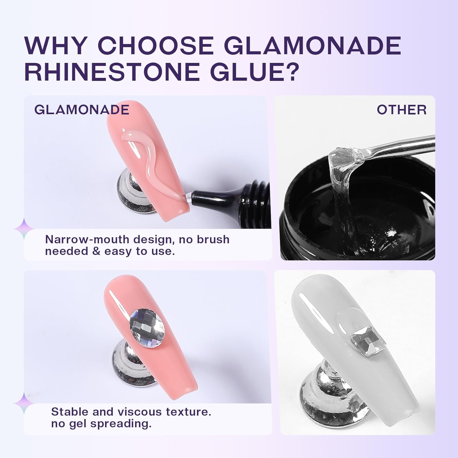 Nail Rhinestone Solid Glue: 30g Super Strong Gel for Nail Gems Charms No Wipe Clear Gel for 3D Nail Art DIY Nail Designs Nail Tech Must Supplies-BrightBean Baby