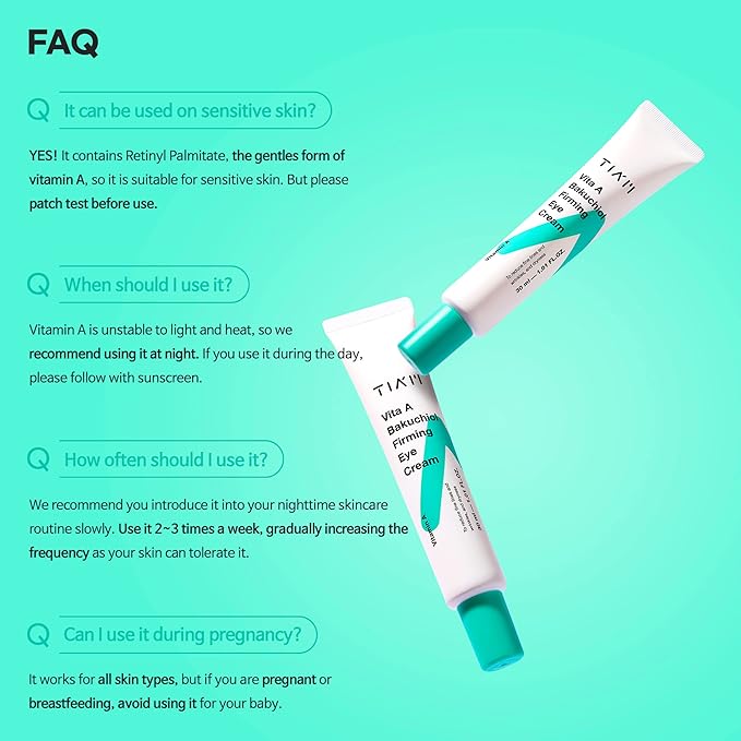 TIAM Vita A Bakuchiol Firming Eye Cream for Wrinkles, Anti-Aging, Dark Circles, and Puffiness, Fragrance-Free Under-Eye Treatment, 1.01 FL.OZ. / 30ml-BrightBean Baby