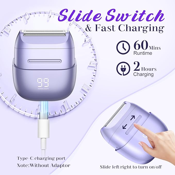 Electric Razors for Women, Womens Electric Leg Shaver Cordless Shaver for Women Painless Facial Hair Removal for Arms, Underarms, Bikini Trimmer, Portable & Safe, Wet & Dry Use Razor-BrightBean Baby