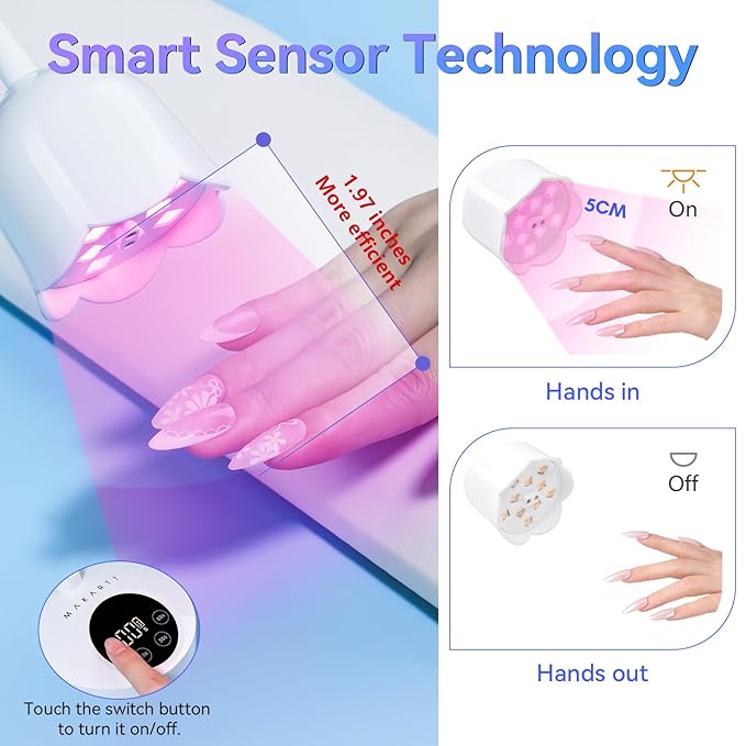 Makartt UV Nail Lamp: Mini UV Light for Gel Nails Polish Luminoza 30W Rechargeable LED Nail Light Nail Dryer with 4 Timers & Auto Sensor, Fast Curing Goosenecks Lamp for Home DIY Manicure-BrightBean Baby