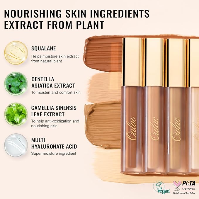 Oulac Concealer Full Coverage, Concealer Stick for Dark Circles, Hydrating Concealer Infused with Hyaluronic Acid, Lightweight, Long Lasting, Vegan Concealer 3.8ml, Shade: W9 Deep-BrightBean Baby