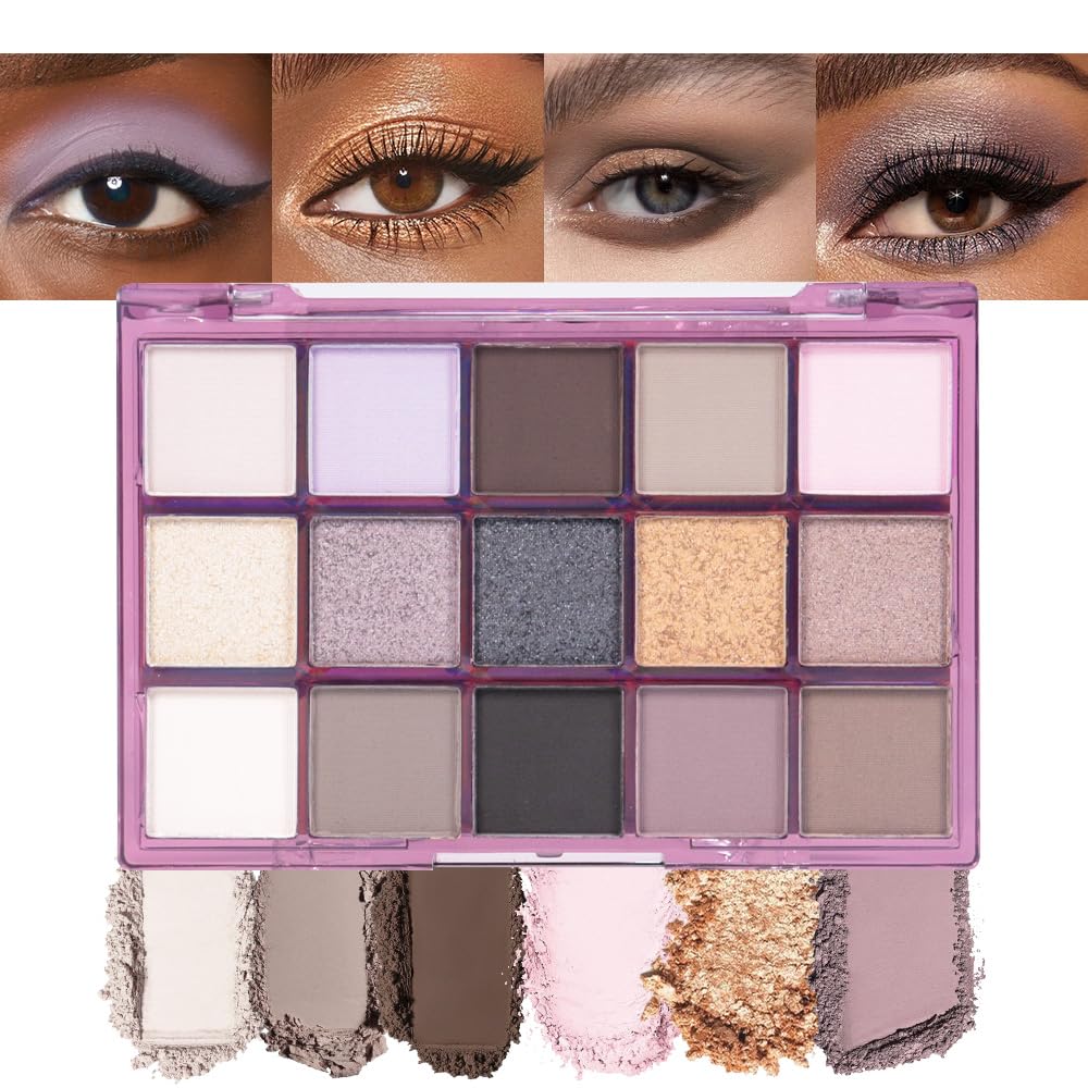 Smokey Eye Shadow Makeup Palette,15 Colors Nude Taupe Dark Shimmer Matte Makeup Pallet,Long Lasting Waterproof for Daily and Halloween,Vegan,Cruelty -free-BrightBean Baby