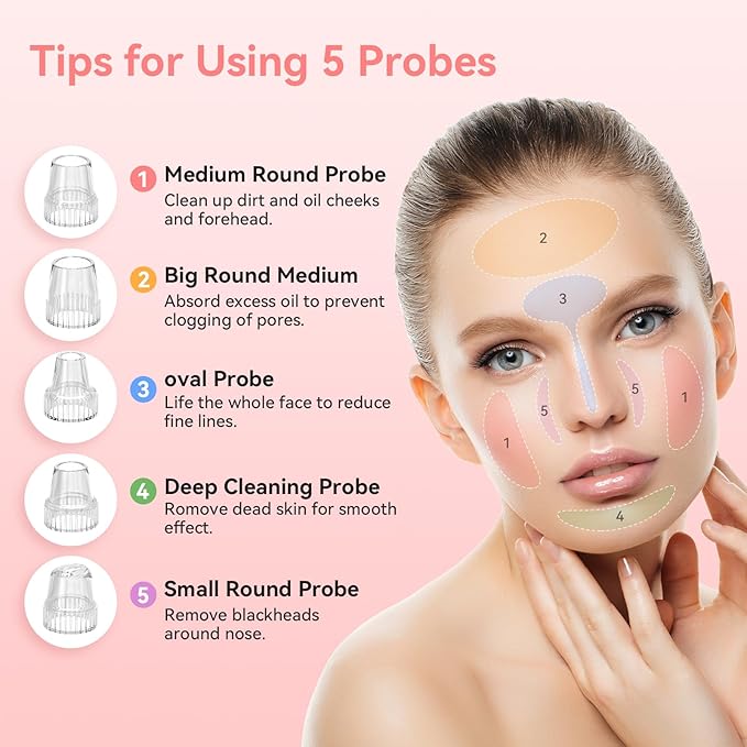 Blackhead Remover Pore Vacuum Upgraded Facial Pore Cleaner Electric Comedone Whitehead Extractor Tool-5 Suction Power,5 Probes,USB Rechargeable Blackhead Vacuum Kit for Women & Men-BrightBean Baby