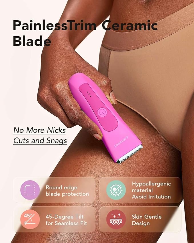 LADYSPOT™ Hair Shaver for Women, Shaving Sets with 3 Gurad and Replaceable Ceramic Blade Heads, No Nick, No Cut, No Razor Burn, Waterproof Wet/Dry, 90 Minutes Shaving (Women-Rosered-Version)-BrightBean Baby