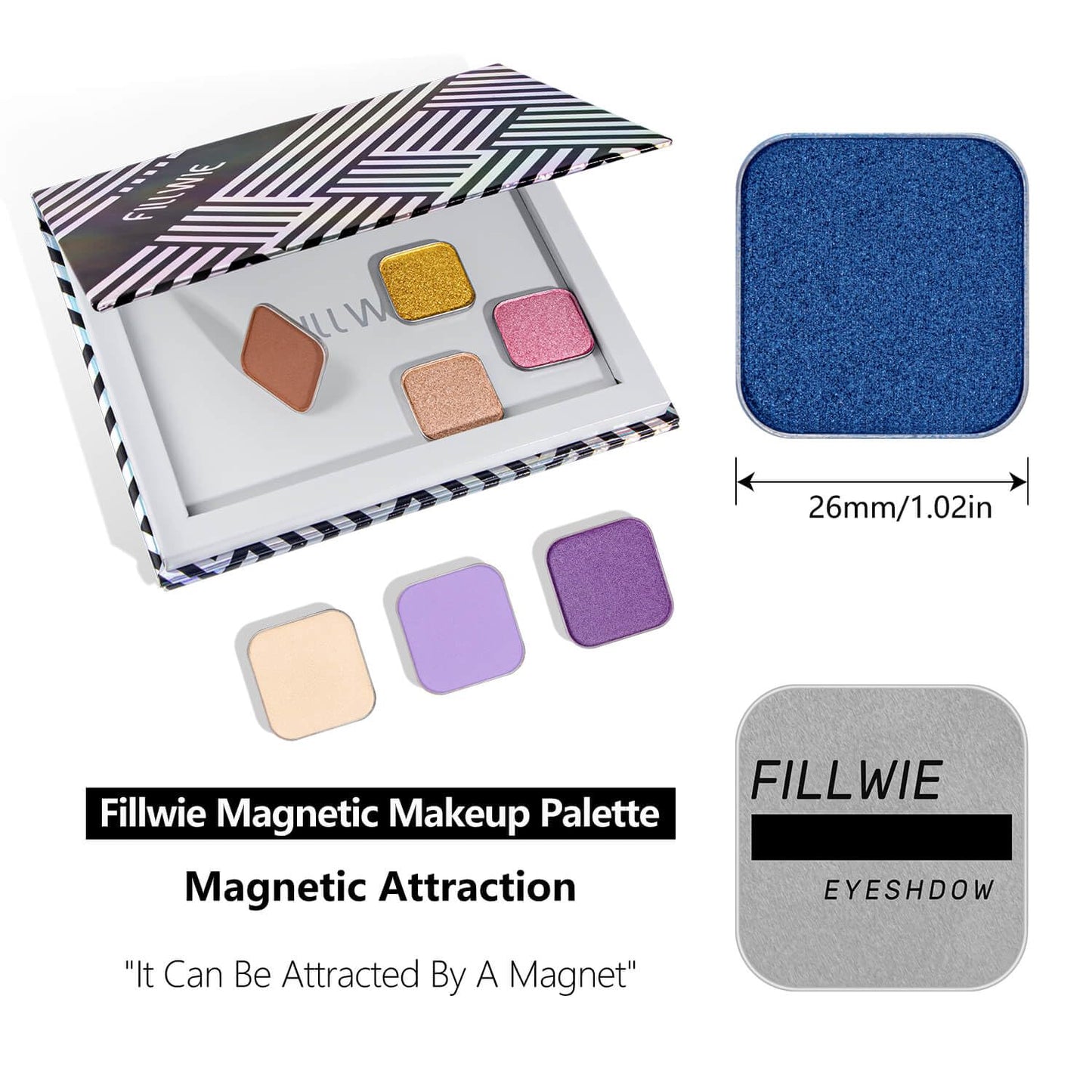 Magnetic Blue Single Eyeshadow Matte Shimmer Highly Pigmented Blendable Longwear Powder in Magnetic Refill Pan for Custom Palette Easy to Apply and Remove (Abyss)-BrightBean Baby