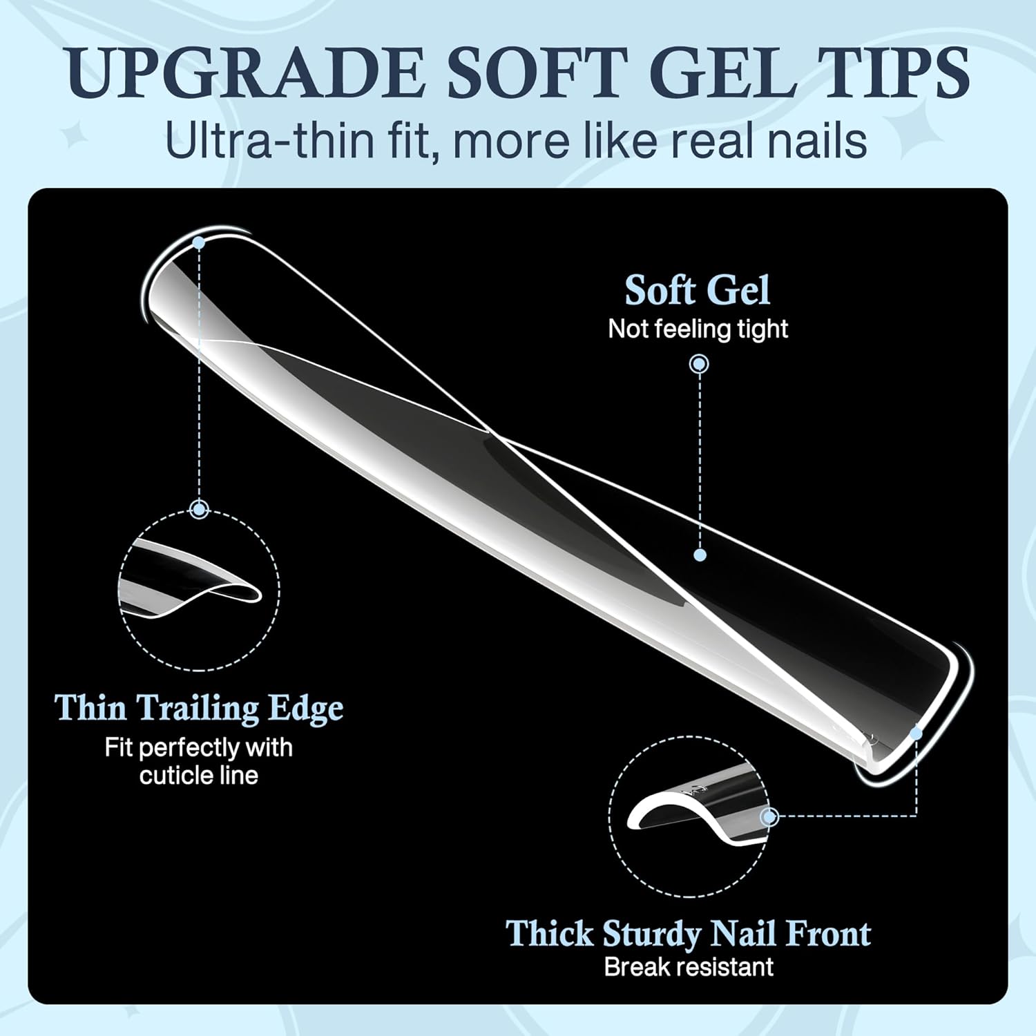 Tapered Square Nail Tips, XXL 240Pcs 12 Sizes Full Cover Fake Nails Extra Long Straight Nail Tips No C Curve Gel Nails Clear Gel Nails Tips Nail Extension for DIY Nail Art-BrightBean Baby