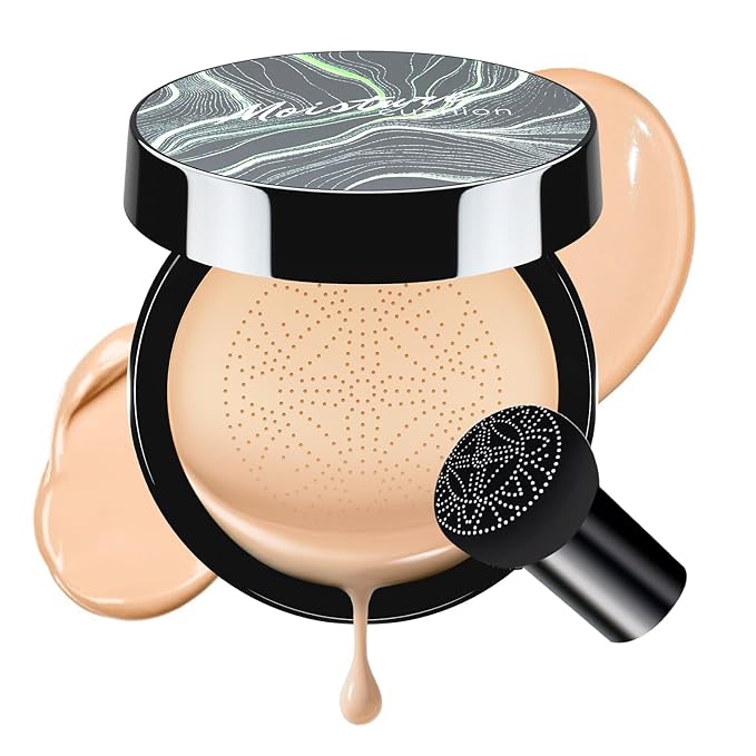 Air Cushion CC Cream Foundation - Mushroom Head BB Creams, Long Lasting Concealing Brightening, Moisturizer Face Cream,Facial Skin Care Makeup For All Skin Types (Natural)-BrightBean Baby