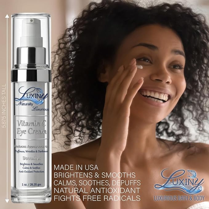 Vitamin C Under Eye Cream for Dark Circles and Puffiness, Anti Aging, Enriched Retinol Eye Cream to Reduce Eye Bags, Fine Line and Wrinkles with Aloe Vera & Cocoa Butter, 1oz.-BrightBean Baby