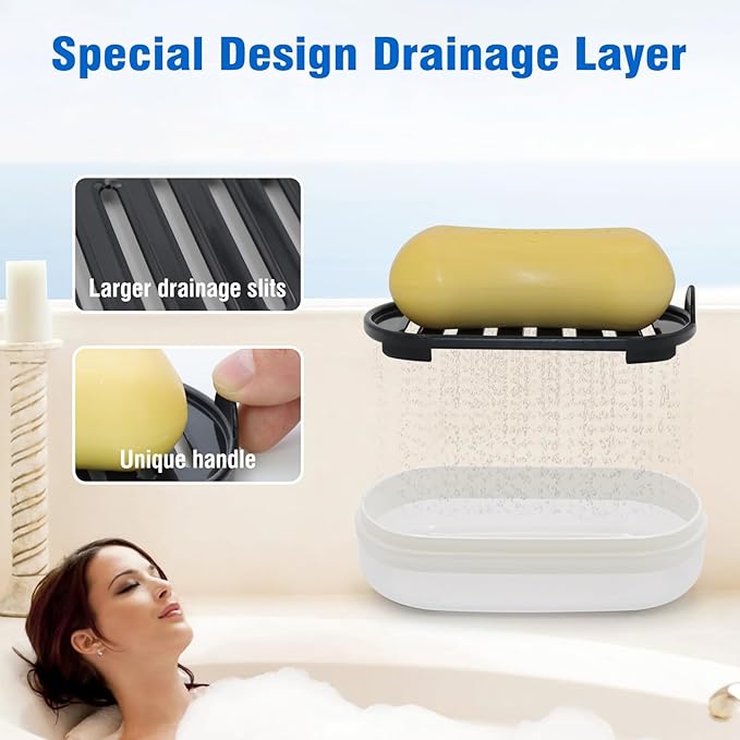 Soap Box, Travel Soap Container, Bar Soap Case with Removable Draining Layer - Clear Style A-BrightBean Baby