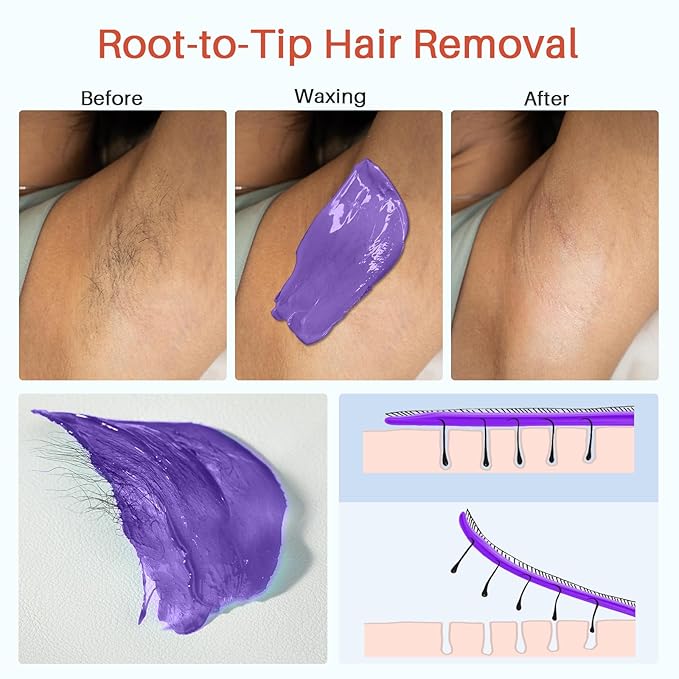 BLITZWAX Brazilian and Bikini Waxing Kit for Women, Hard Wax Warmer for Face, Legs and Body, At Home Hair Removal Kit, Beginner Friendly, Effective on Coarse Hair, Pool Swirl Design-BrightBean Baby