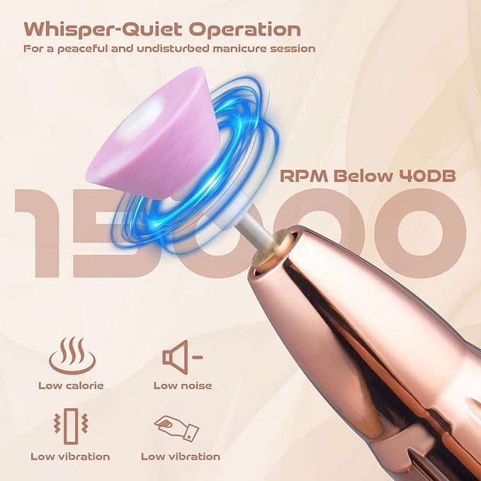 Electric Nail File ,Professional Nail Drill for Acrylic Gel Dip Powder Nails Portable Nail Machine Kit Manicure Pedicure Tools Polishing Set with Nail Drill Bits Sanding Bands (Rose Gold)-BrightBean Baby