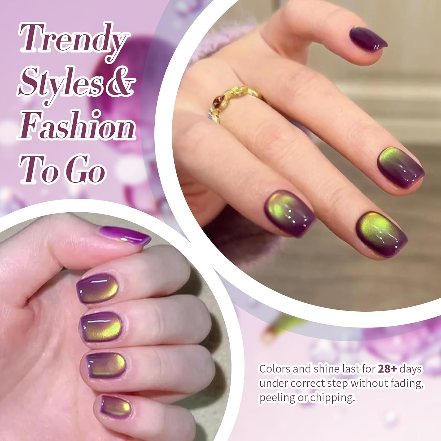 BORN PRETTY Cat Magnetic Eye Gel Nail Polish, Magenta Yellow Cat Glitter Cat Magnetic Gel Nail Polish Honey Trap Magnetic Nail Polish for Nail Art Manicure Salon DIY at Home 15ML-BrightBean Baby