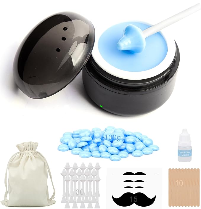 Nose Wax Kit - Travel Wax Warmer for Hair Removal with 100g Waxs, 15 Applicators, 30 Nose Hair Sticks 2 Silicone Pots, 1 Bag Constant Temperature, 15-20 Times Black - Round | Black | Mini-BrightBean Baby