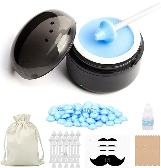 Nose Wax Kit - Travel Wax Warmer for Hair Removal with 100g Waxs, 15 Applicators, 30 Nose Hair Sticks 2 Silicone Pots, 1 Bag Constant Temperature, 15-20 Times Black - Round | Black | Mini-BrightBean Baby