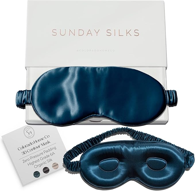 SUNDAYSILKS™ 3D Contoured Silk Sleep Mask | Padded Silk Eye Mask with Eye Cups for Lash Extensions | Blackout, Organic for Women & Men, Perfect for Travel, Slip-Free Deep Sleeping, Antifaz para Dormir-BrightBean Baby