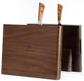 2 - in - 1 Magnetic Knife Block Holder with 16"x11" Cutting Board, Crafted from Premium Natural Rain Wood, Exquisitely Made with Elegant Design, Ideal for Efficient Kitchen Knife Storage