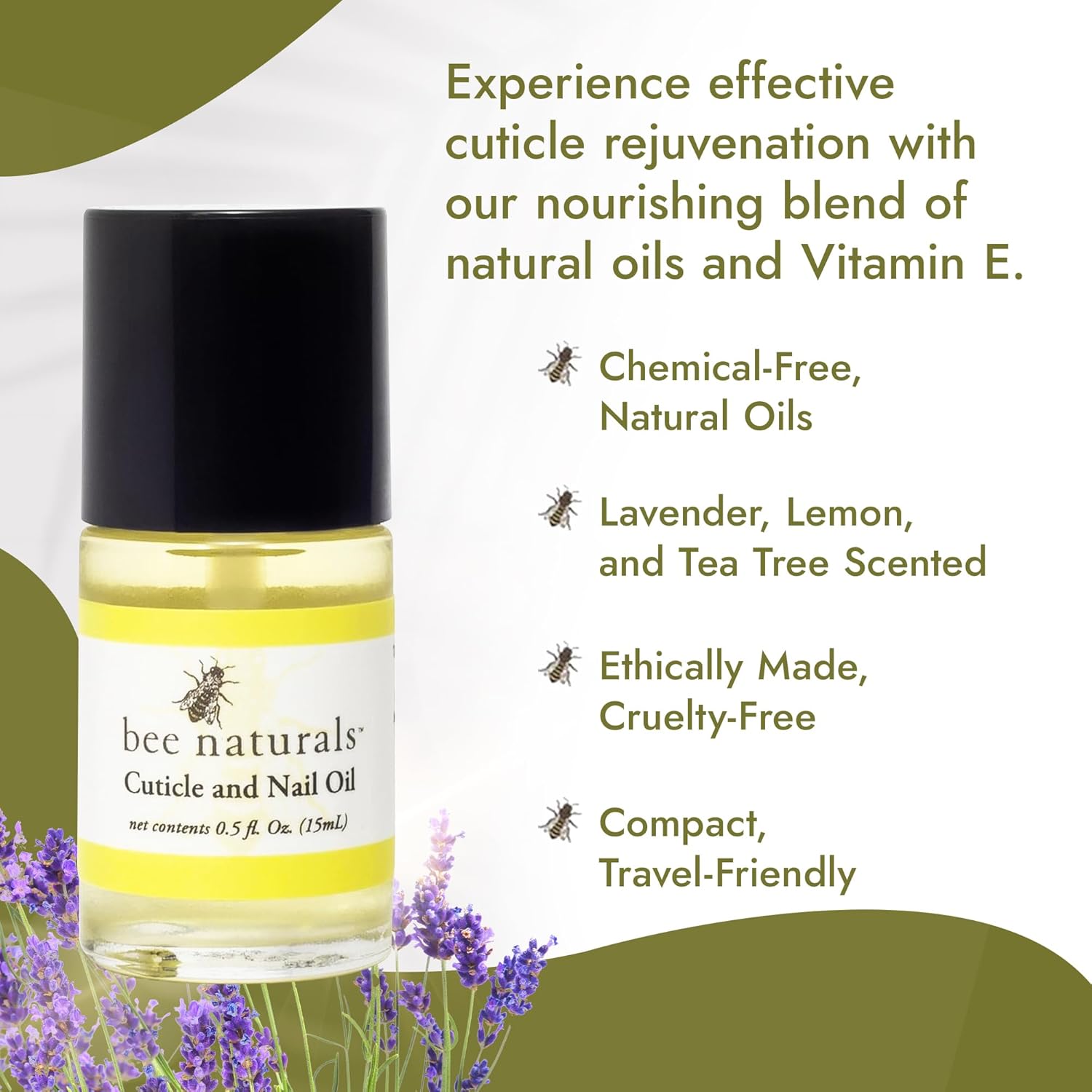 Bee Naturals Quick Fix Cuticle Oil Pen - Vitamin E Enriched Nail Revitalizer - Soothe & Repair with Lavender & Lemon Essence - Ideal for On-the-Go Nourishment Travel-Sized - Cruelty-free-BrightBean Baby