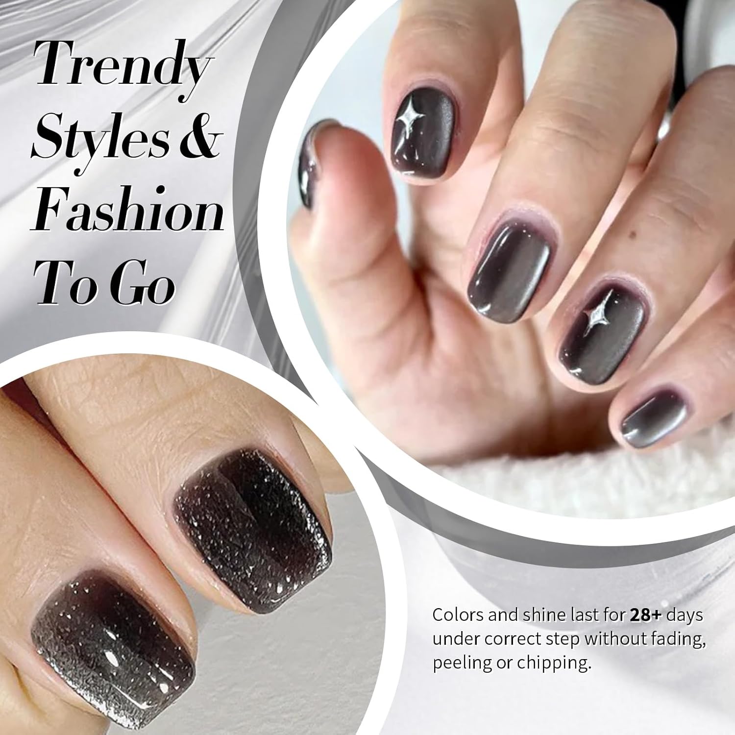 Born Pretty Cat Magnetic Eye Gel Nail Polish, Black Pearl Glitter Cat Magnetic Gel Nail Polish, Holographic Magnetic Nail Polish for Nail Art Manicure Salon DIY at Home 15ML-BrightBean Baby