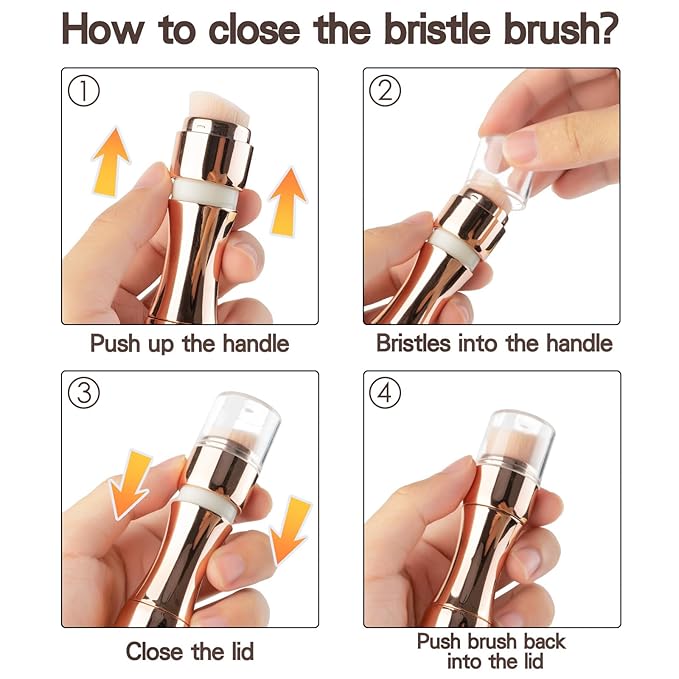 kullder 4 in 1 Makeup Brush Travel Makeup Brushes Blend Sponge, Eyebrow, Eyeshadow & Blush Brushes for Foundation Concealer Double Ended Makeup Brush with Powder Puff Women Ideal Gifts-BrightBean Baby