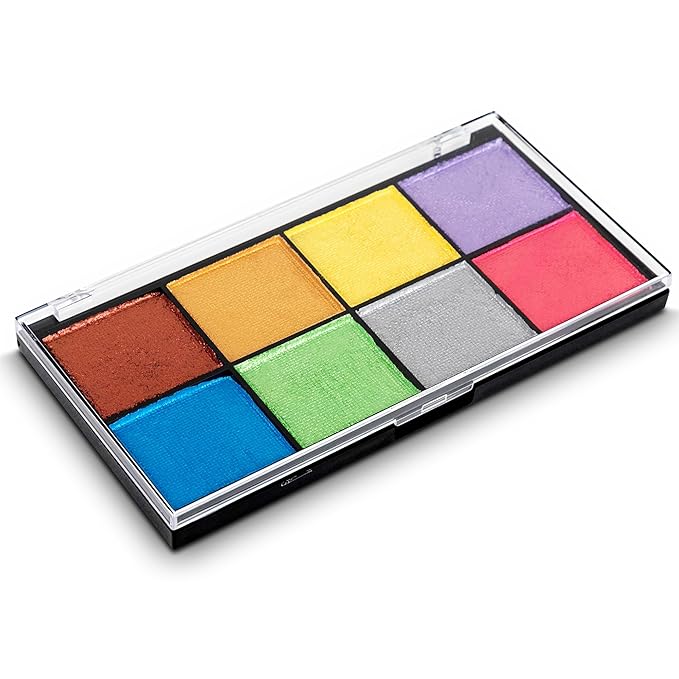 Professional Face Painting Kit - Skin Friendly Face Paint Kit - Cruelty-Free & Vegan Water Based Face Paint Makeup for Theatre, SFX and Halloween- 8 Colors 5g Each - Splashes & Spills (Pearly Colors)-BrightBean Baby