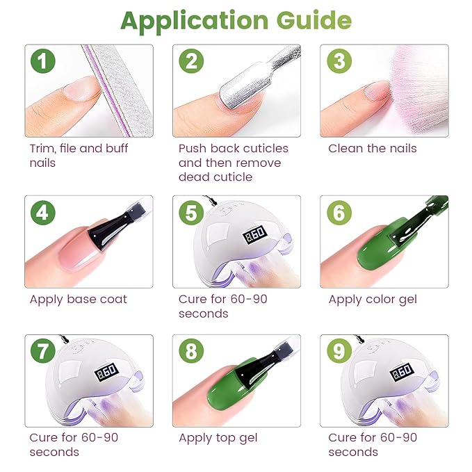 RARJSM Green Jelly Glass Gel Nail Polish Set 6pcs Clear Crytal Army Dark Jade Sage Green Transparent Sheer Amber Series Milky Diamond Cat Eye Gel Varnish LED UV Curing Requires-BrightBean Baby