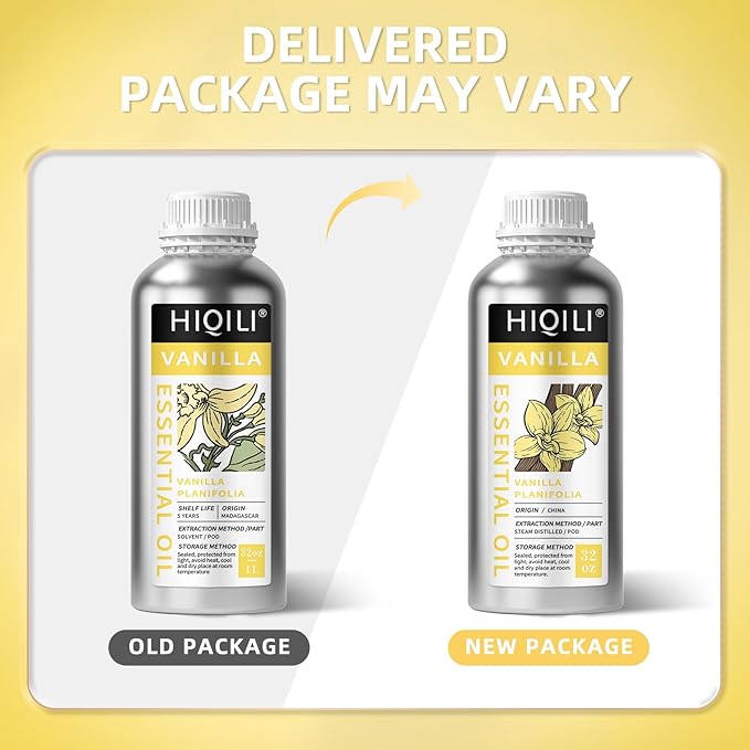 HIQILI 32 Ounces Vanilla Essential Oil, Strong Fragrance for Body Lotion, Candle Making, Soap, Aromatherapy-32 Fl Oz-BrightBean Baby