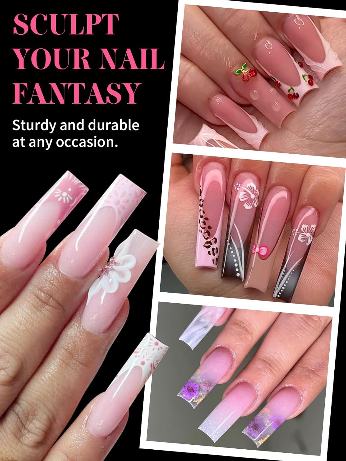 EBANKU Dual Nail Forms for Poly Extension Gel, 150 PCS Pink Nail Molds Reusable 15 Sizes Nail Extension Forms for Builder Gel Manicure Design Salon DIY-BrightBean Baby