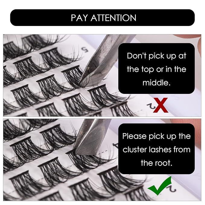 Lash Clusters 144 Pcs Individual Lashes Clusters Eyelash Extensions False Eyelashes DIY Lash Extension Reusable False Eyelashes Natural Look Mix 10-16mm C D Curl-DM06-BrightBean Baby