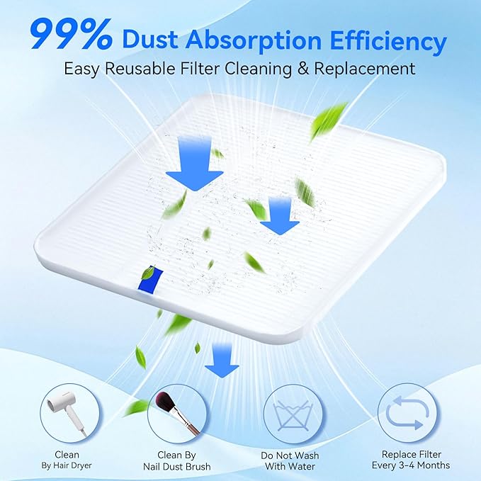 Makartt Nail Dust Collector - Professional Powerful Suction Larina Vacuum Fan Dust Cleaner with LED Display, Adjustable Speed, Reusable Filter for Acrylic Nails Polishing Manicure Salon Home Pink-BrightBean Baby