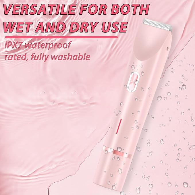 Glow Aura Womens Shaver 2 in 1,2025 New Razor & Shaver with Dual Ceramic Head,Bikini Trimmer for Women,IPX67 Waterproof Wet & Dry Use Body and Face Hair Trimmer for Women (Pink)-BrightBean Baby