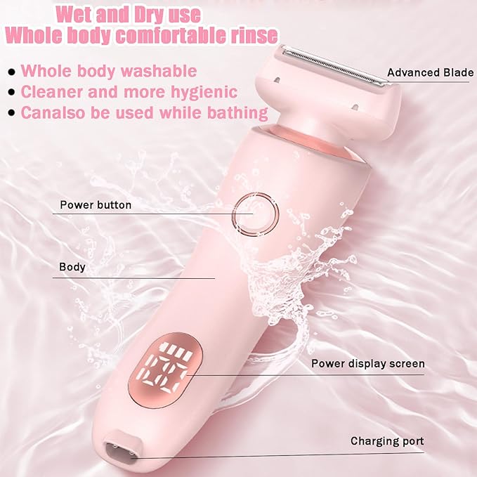 Dusk Razor for Women,Dusk Glide Pro 3.0 Razor - Bikini Portable Legs Body,2 in 1 Waterproof Electric Razors,Wet & Dry, Painless Hair Removal, Removable Head (Pink)-BrightBean Baby