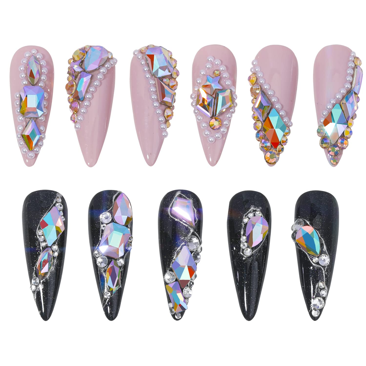 HNUIX Nail Rhinestones - 3D Multi Shape Size Crystal, Phantom Purple Nail Gems, Flat Back, with Kit, for Nail Art, DIY Decorations-BrightBean Baby