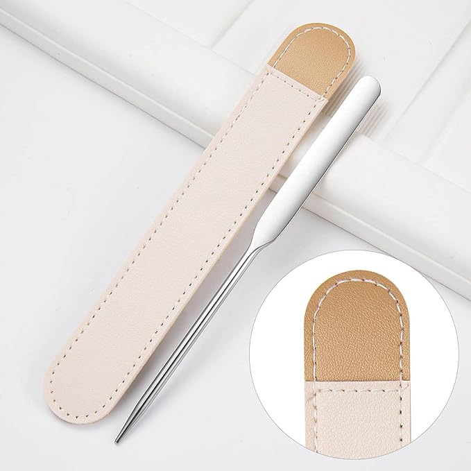 Foundation Spatula, 3-Pack Acrylic Nail Art Palette Oblique Round Head Stainless Steel Makeup Spatula for Woman Professional Facial Makeup Tools Makeup Mixing Palette-BrightBean Baby