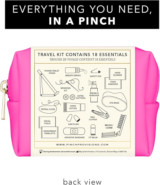 Pinch Provisions Travel Kit, includes 18 Must-Have Emergency Essential Items for Travelling, Ideal Road Trip or Airport Gift for Friends, Family & Peers, Portable Pouch-BrightBean Baby